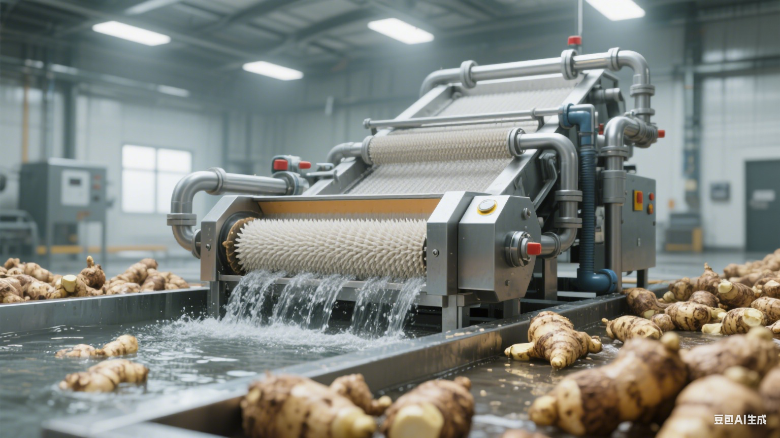 全自动生姜芋头毛辊清洗机：运作原理与流程解析​(3)