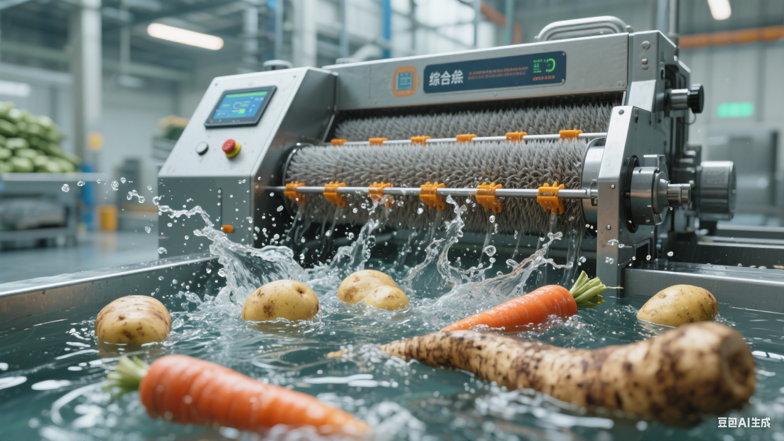 在根茎类食材清洗领域，毛辊清洗机凭借独特的设计和实用的功能(5)