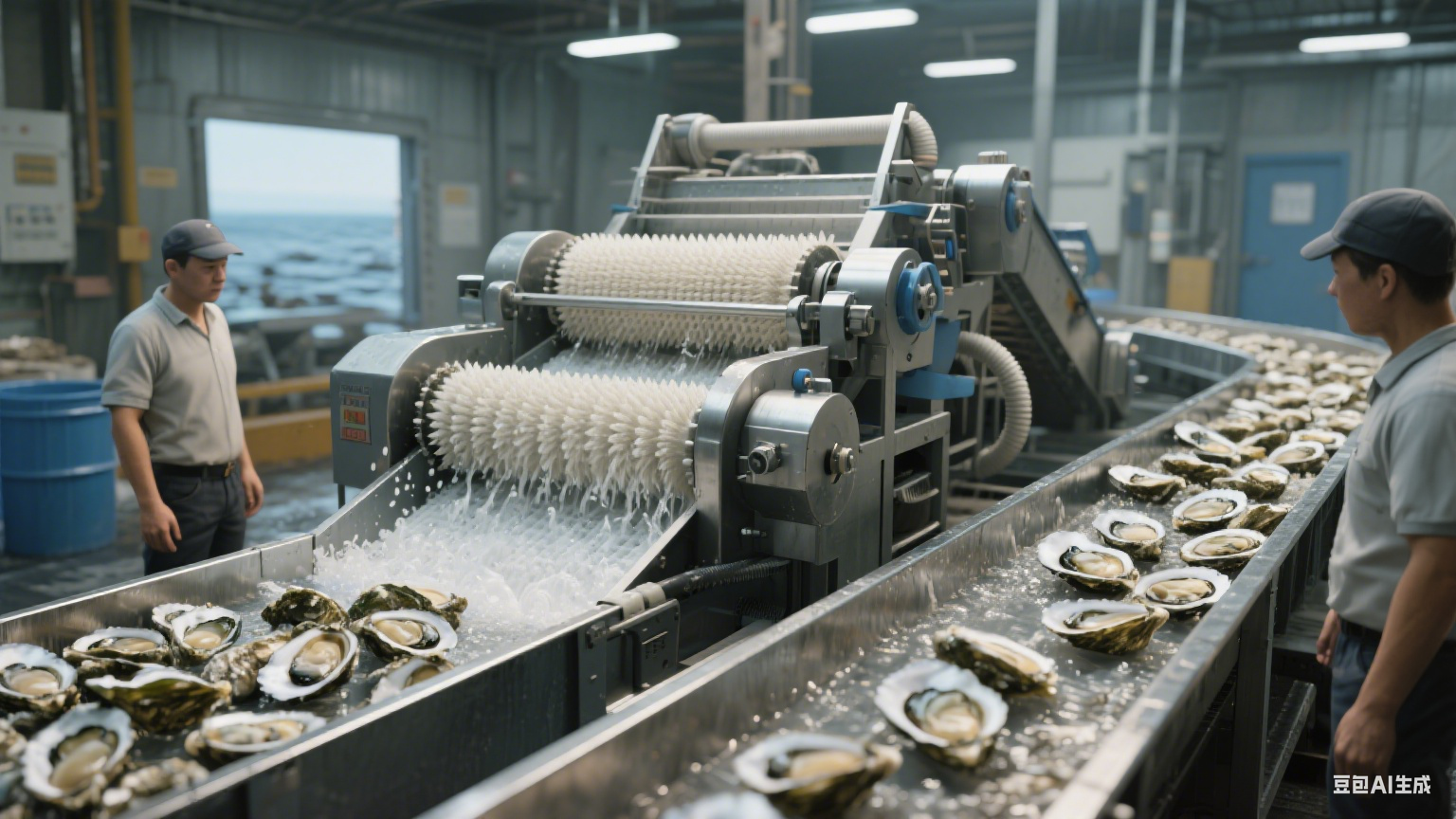 毛辊清洗机在食品加工厂海蛎子加工中的应用及核心价值(3)