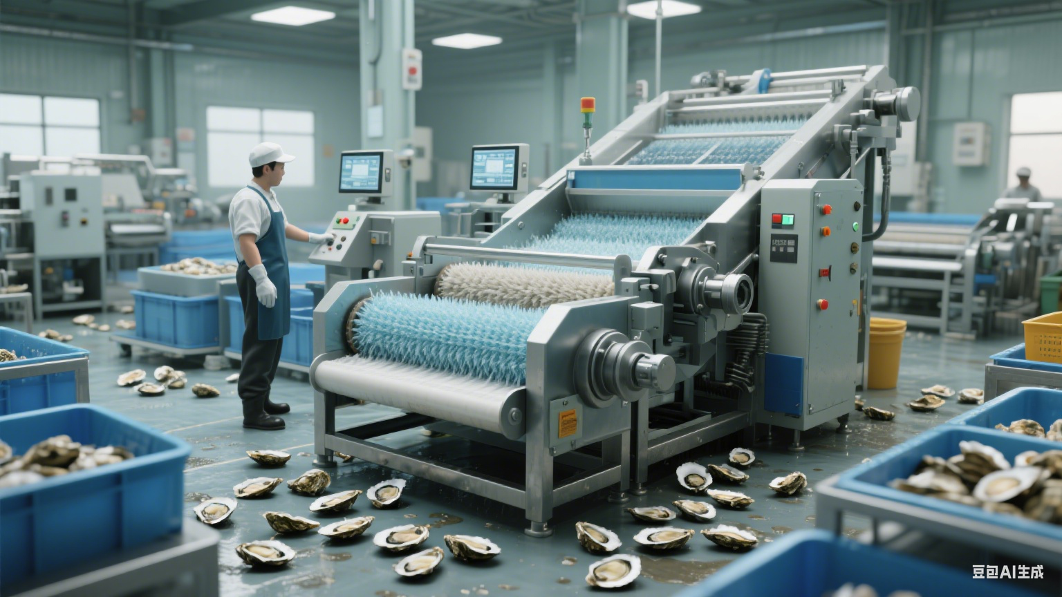 毛辊清洗机在食品加工厂海蛎子加工中的应用及核心价值(4)