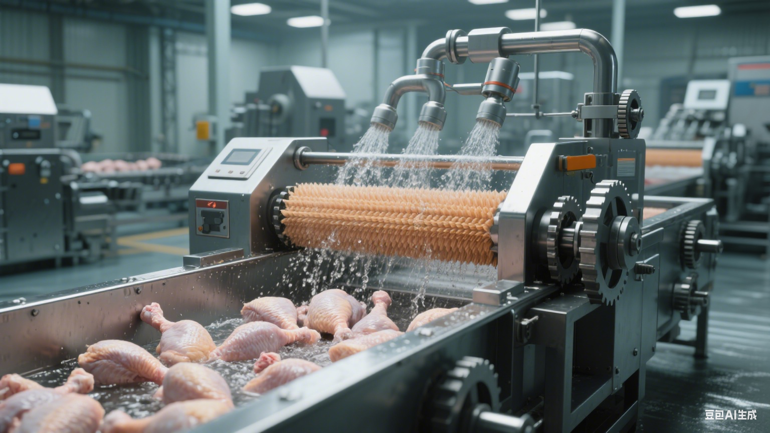 毛辊清洗机在鸡肉加工中的应用(5)