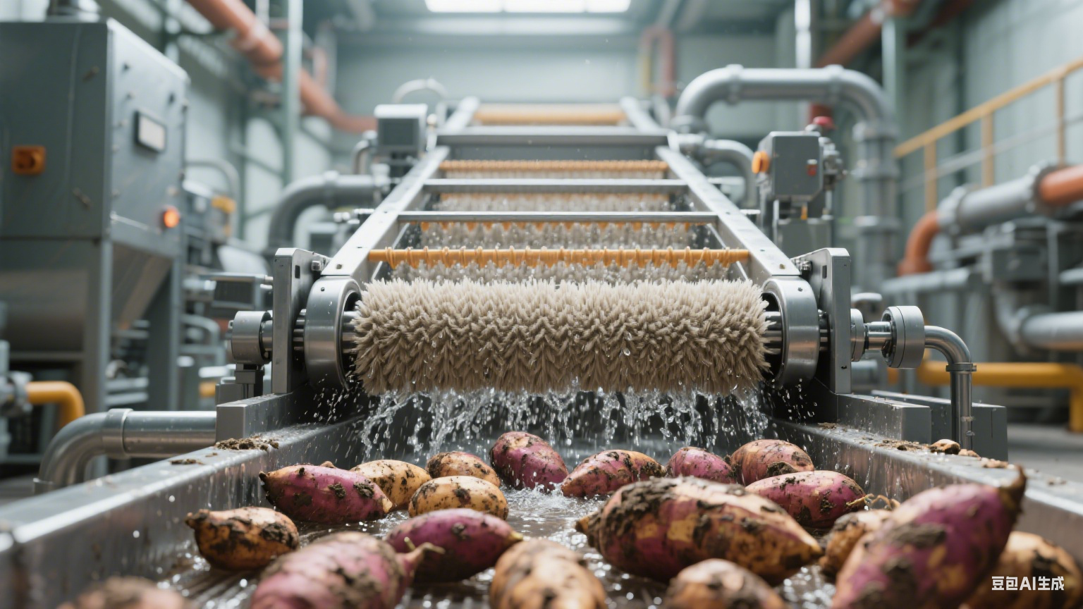 毛辊清洗机在食品加工厂红薯清洗中的核心应用(2)