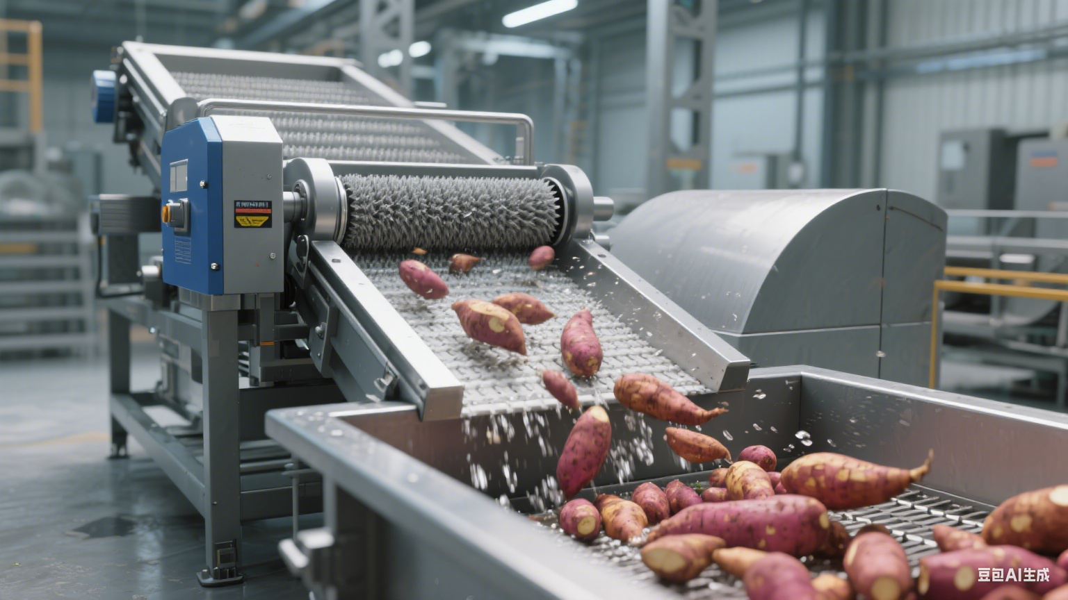 毛辊清洗机在食品加工厂红薯清洗中的核心应用(3)