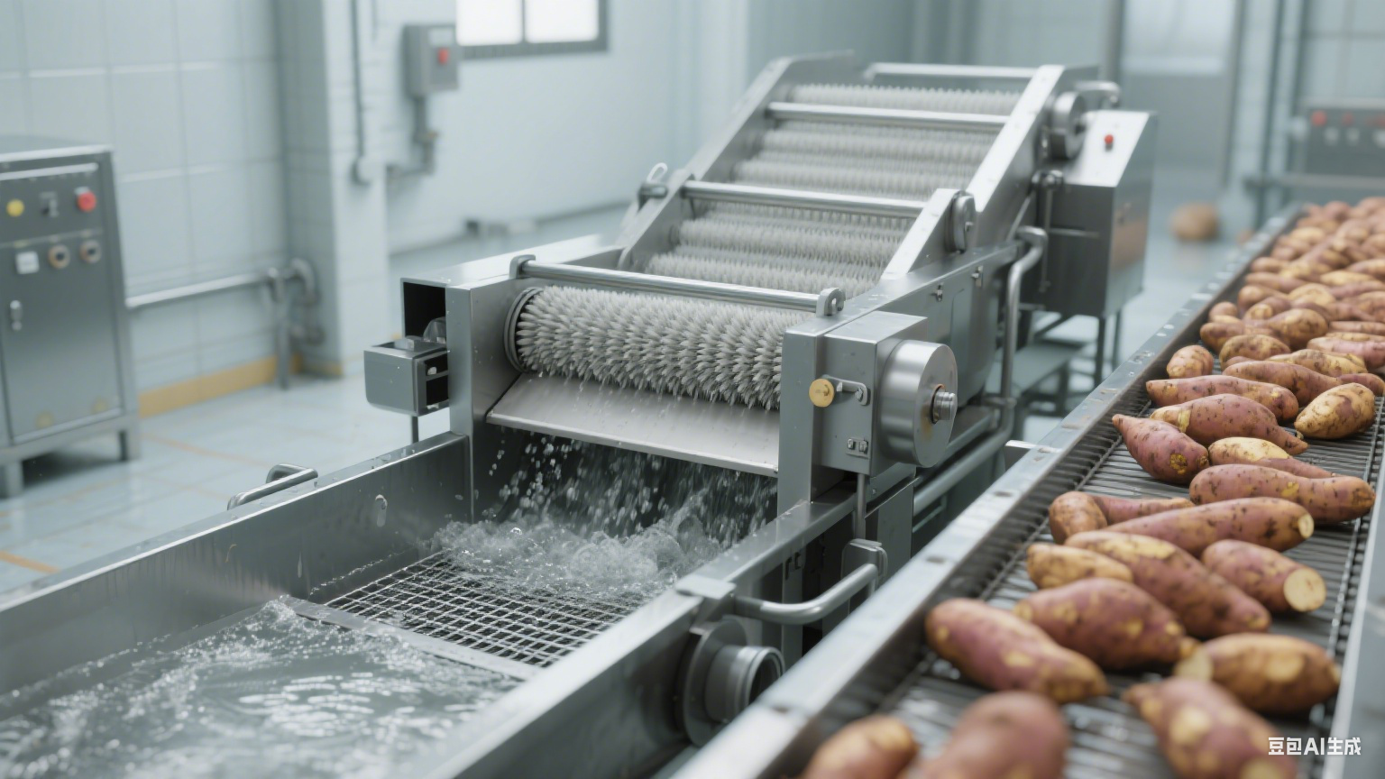 毛辊清洗机在食品加工厂红薯清洗中的核心应用(4)