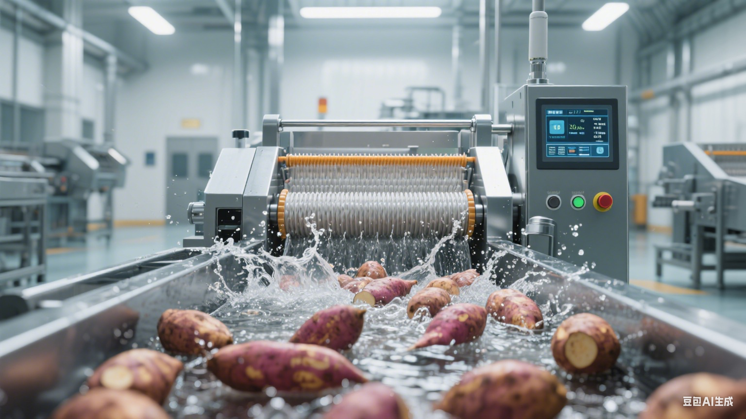 毛辊清洗机在食品加工厂红薯清洗中的核心应用(5)