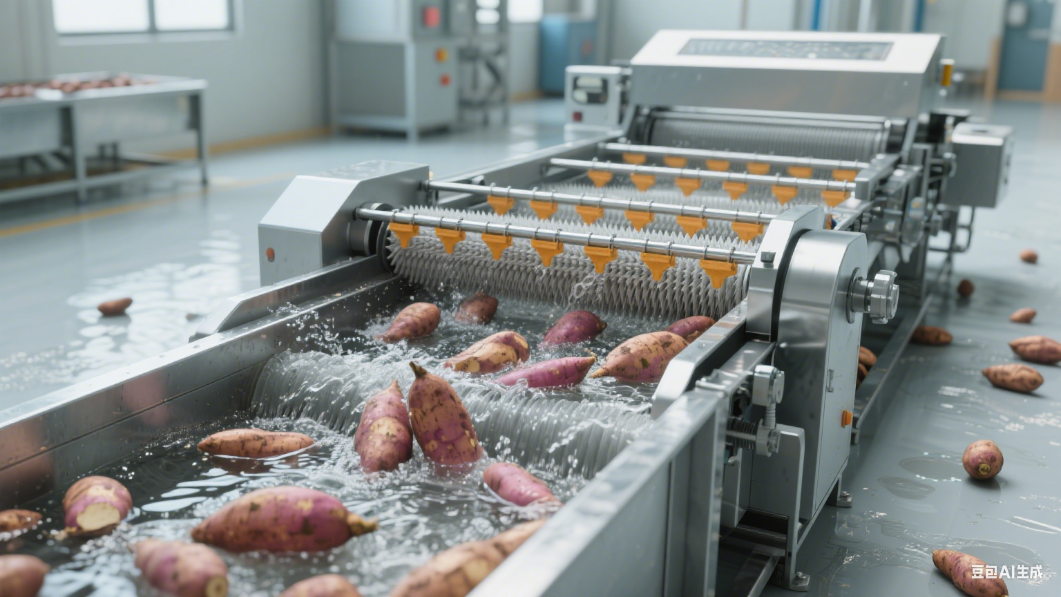 毛辊清洗机在食品加工厂红薯清洗中的核心应用(6)