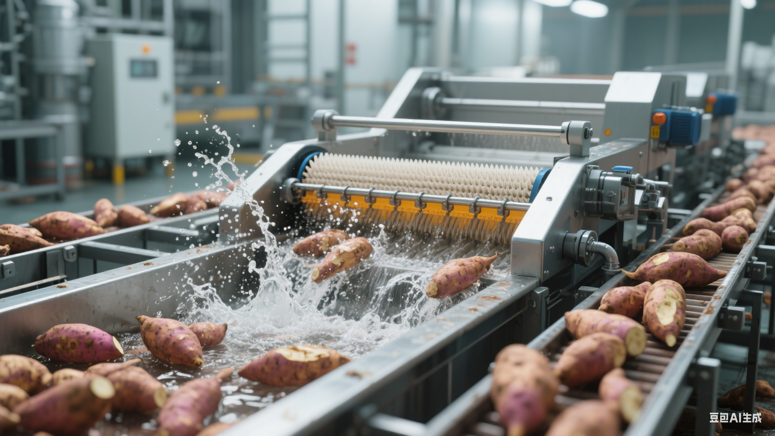 毛辊清洗机在食品加工厂红薯清洗中的核心应用(7)