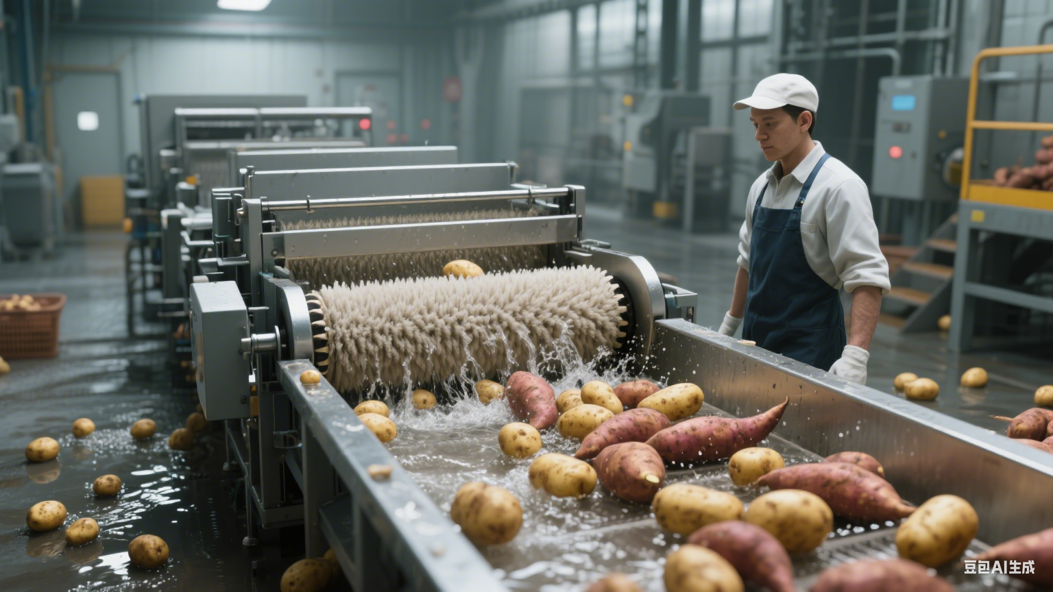 告别手洗！毛辊清洗机为食品加工厂高效处理土豆红薯(2)