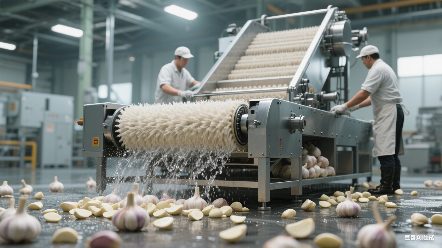 适配生姜大蒜清洗的毛辊清洗机，去泥不损瓣粒(3)