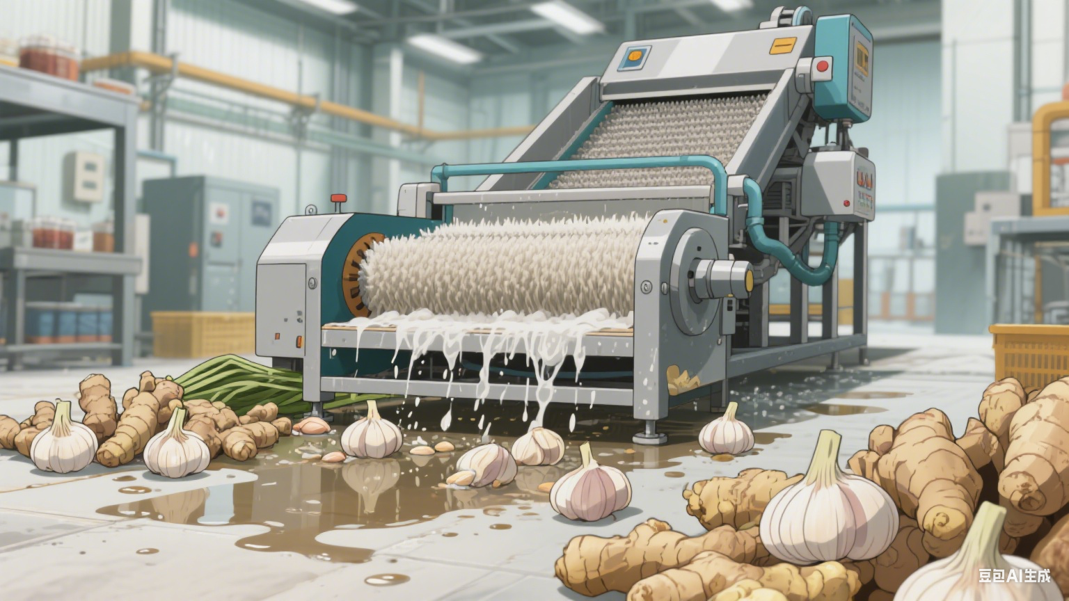 适配生姜大蒜清洗的毛辊清洗机，去泥不损瓣粒(5)