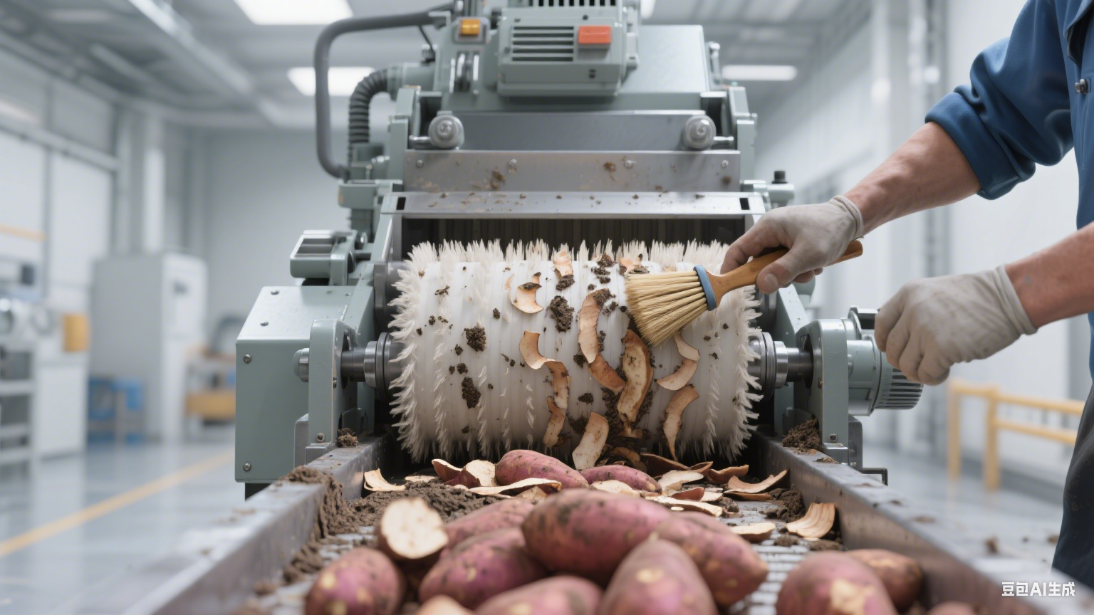 U 型毛辊清洗机洗红薯：这样去皮不损伤，干净又高效(4)