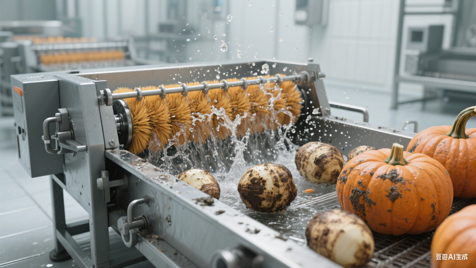 南瓜芋头毛辊清洗机：能去皮清洗吗？需要多久？(4)