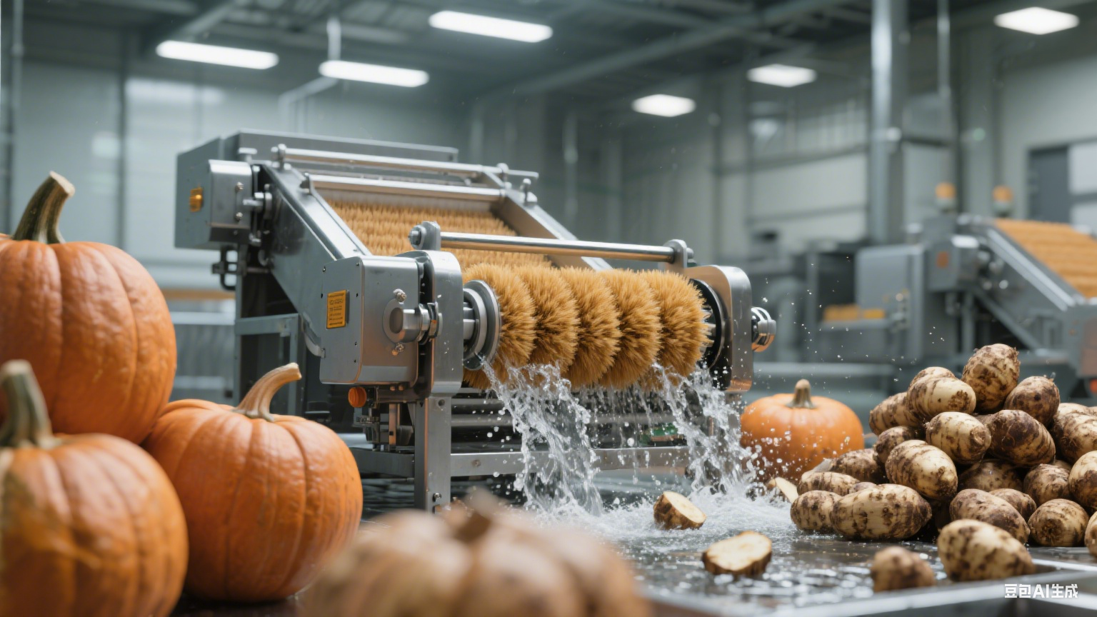 南瓜芋头毛辊清洗机：能去皮清洗吗？需要多久？(5)