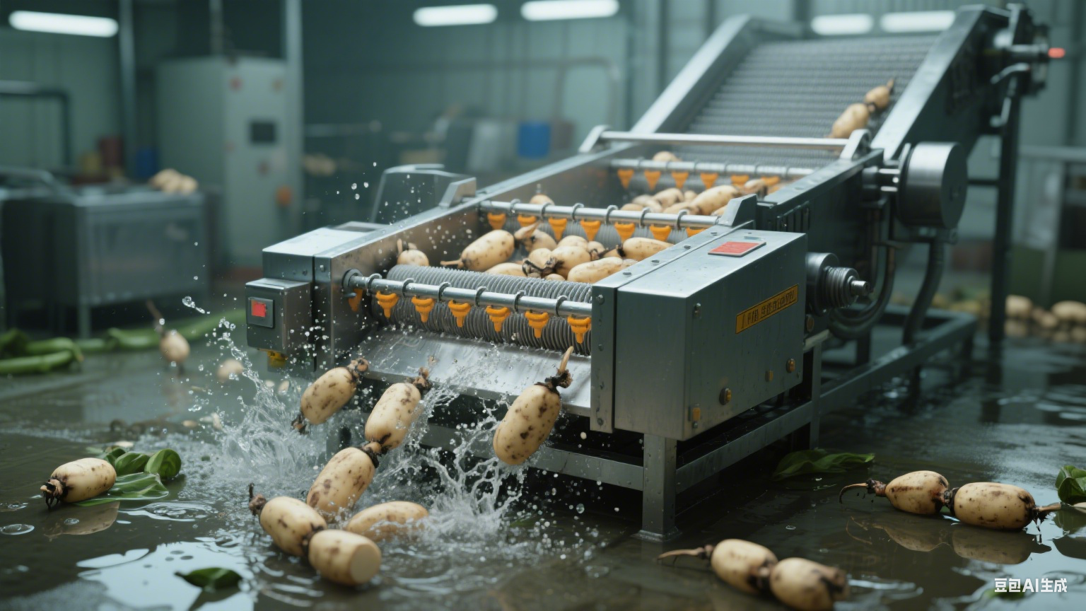 莲藕毛辊清洗机：洗完莲藕，能顺便去皮吗？(5)