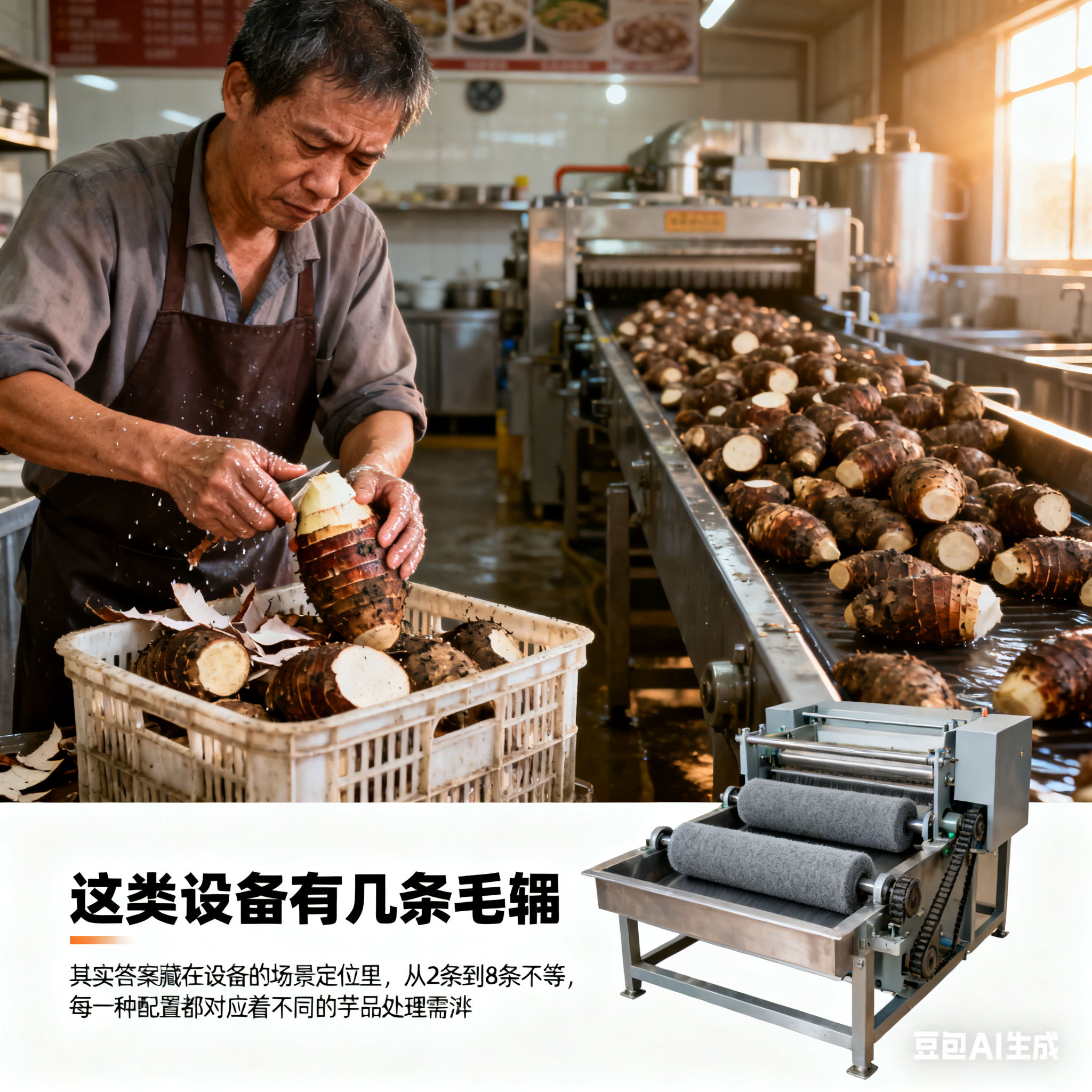 香芋去皮清洗设备：毛辊配置里的食材焕新密码，解锁芋品处理新范式(1)