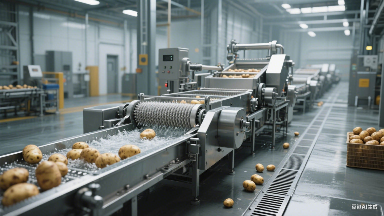 土豆毛辊清洗机生产线：构建根茎类作物洁净加工的空间布局(5)