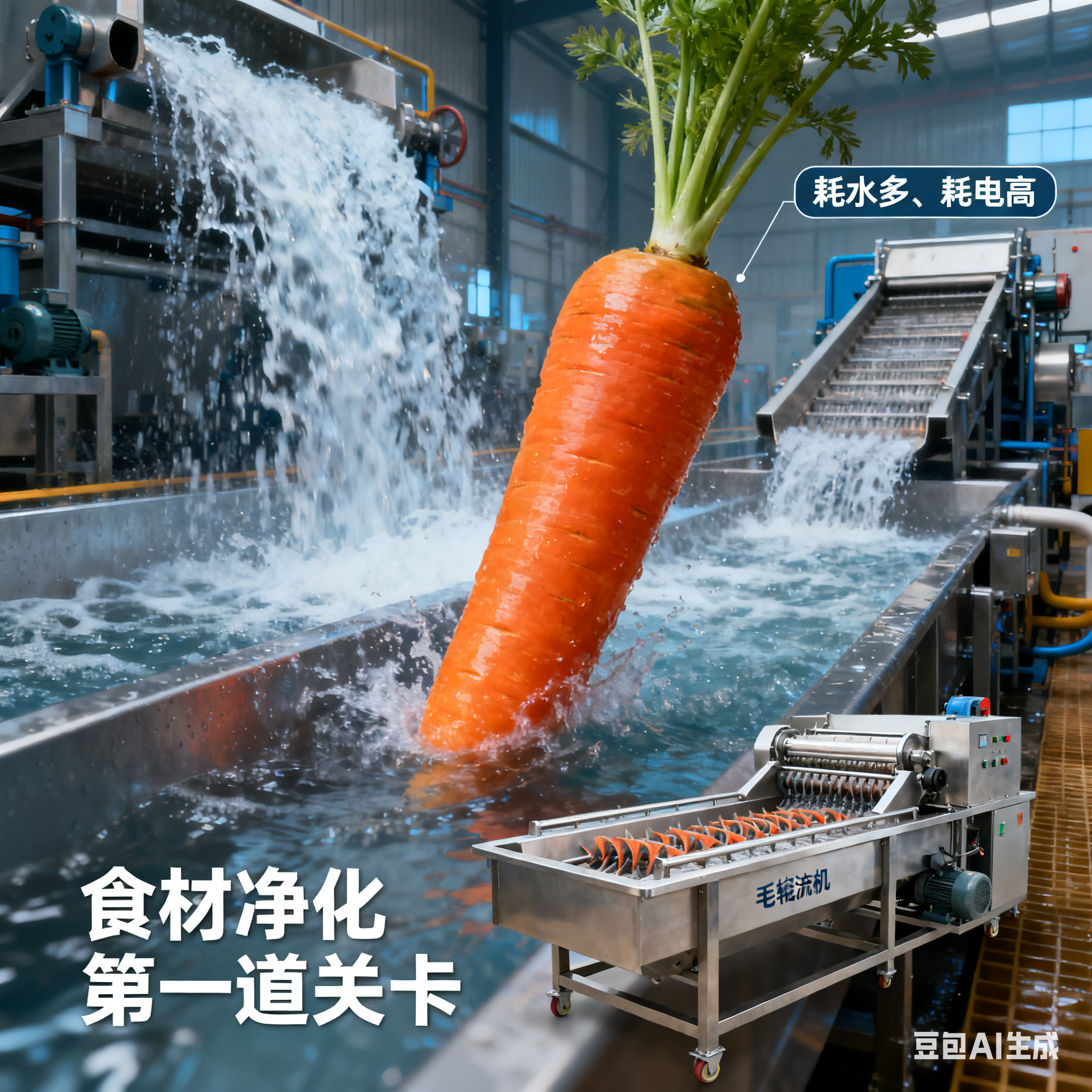 绿净蔬心・能省有方 —— 胡萝卜毛辊清洗机的节能特性与场景价值(1)