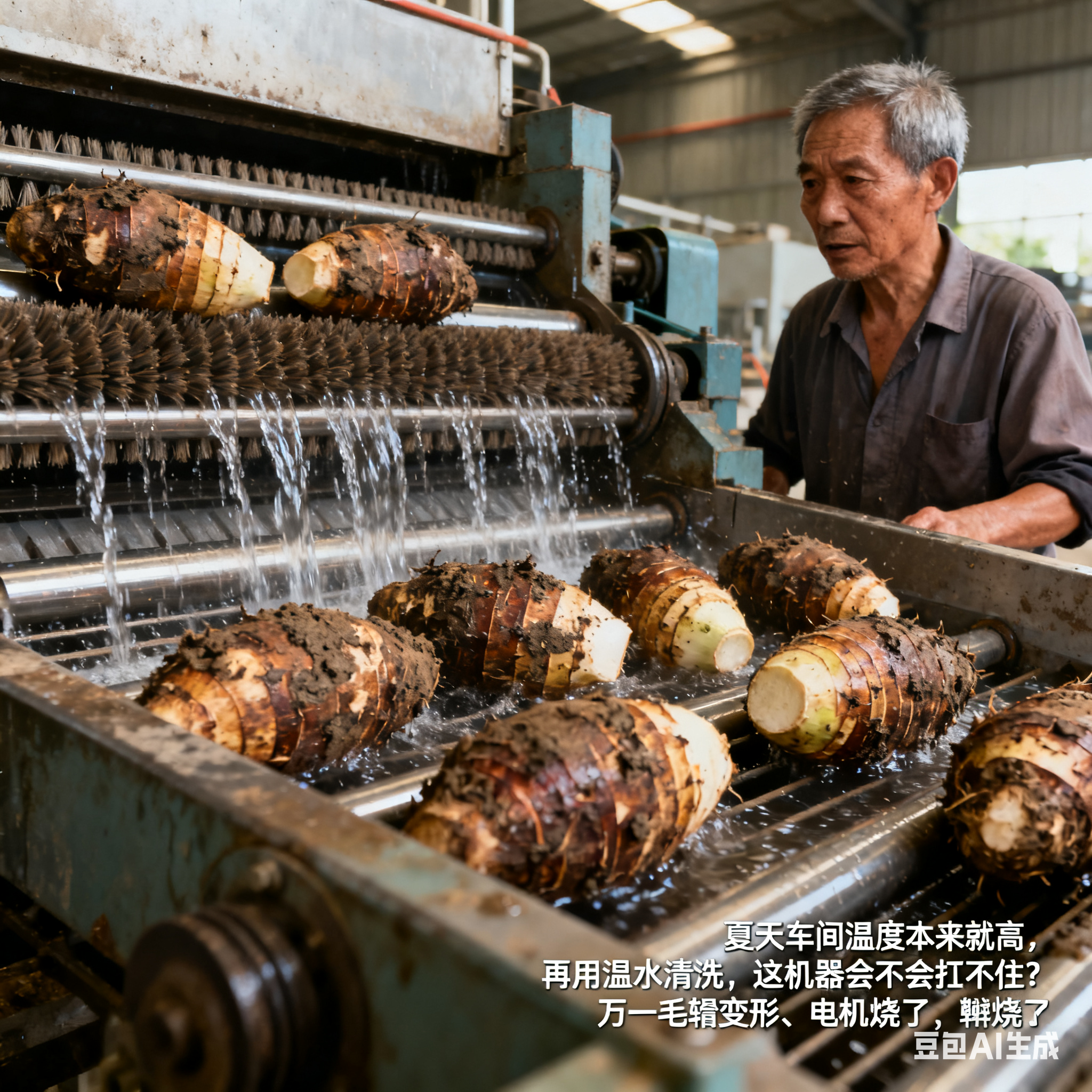 滚杠式毛辊芋头清洗机耐高温吗？(1)