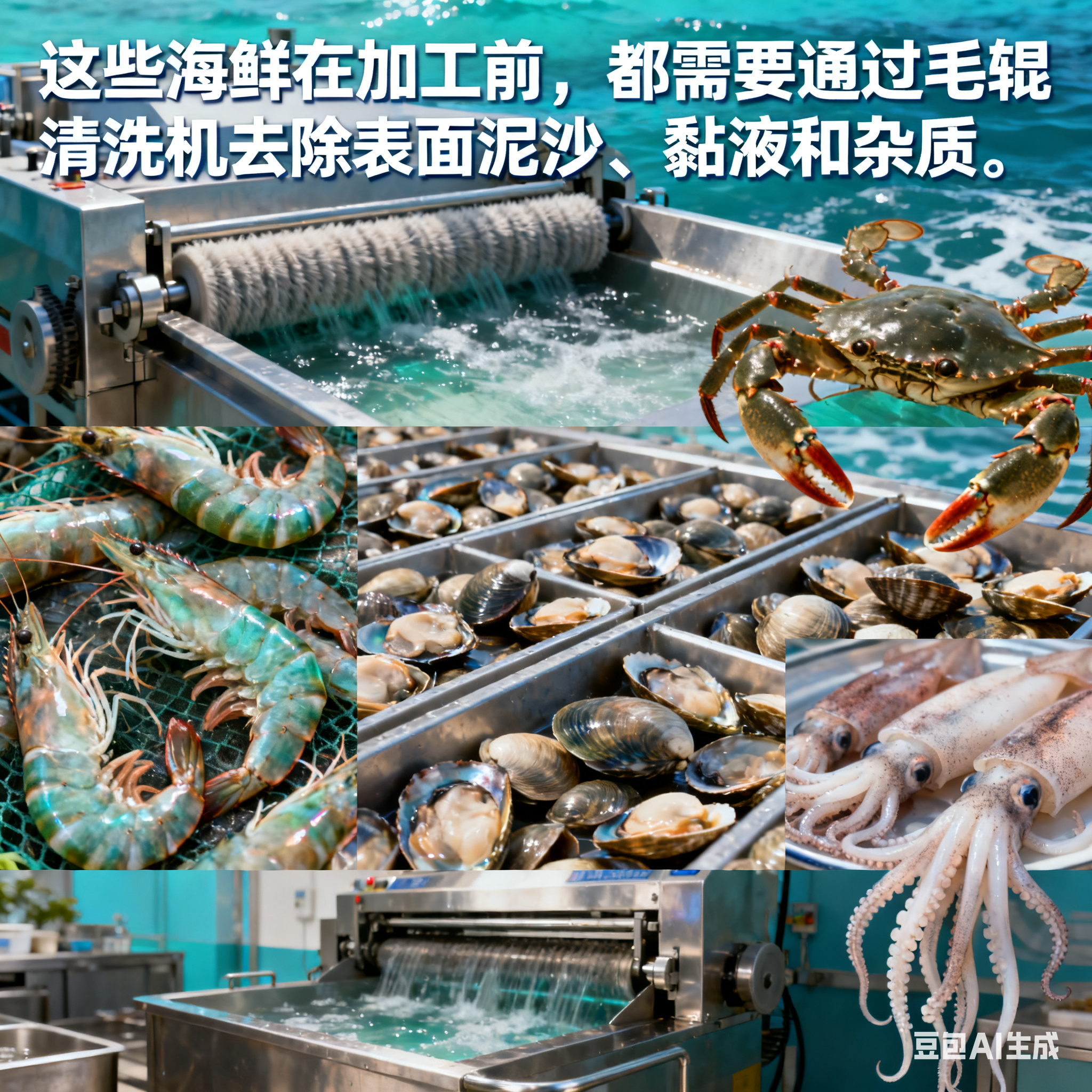 海鲜类毛辊清洗机，该选什么样的毛辊？(1)