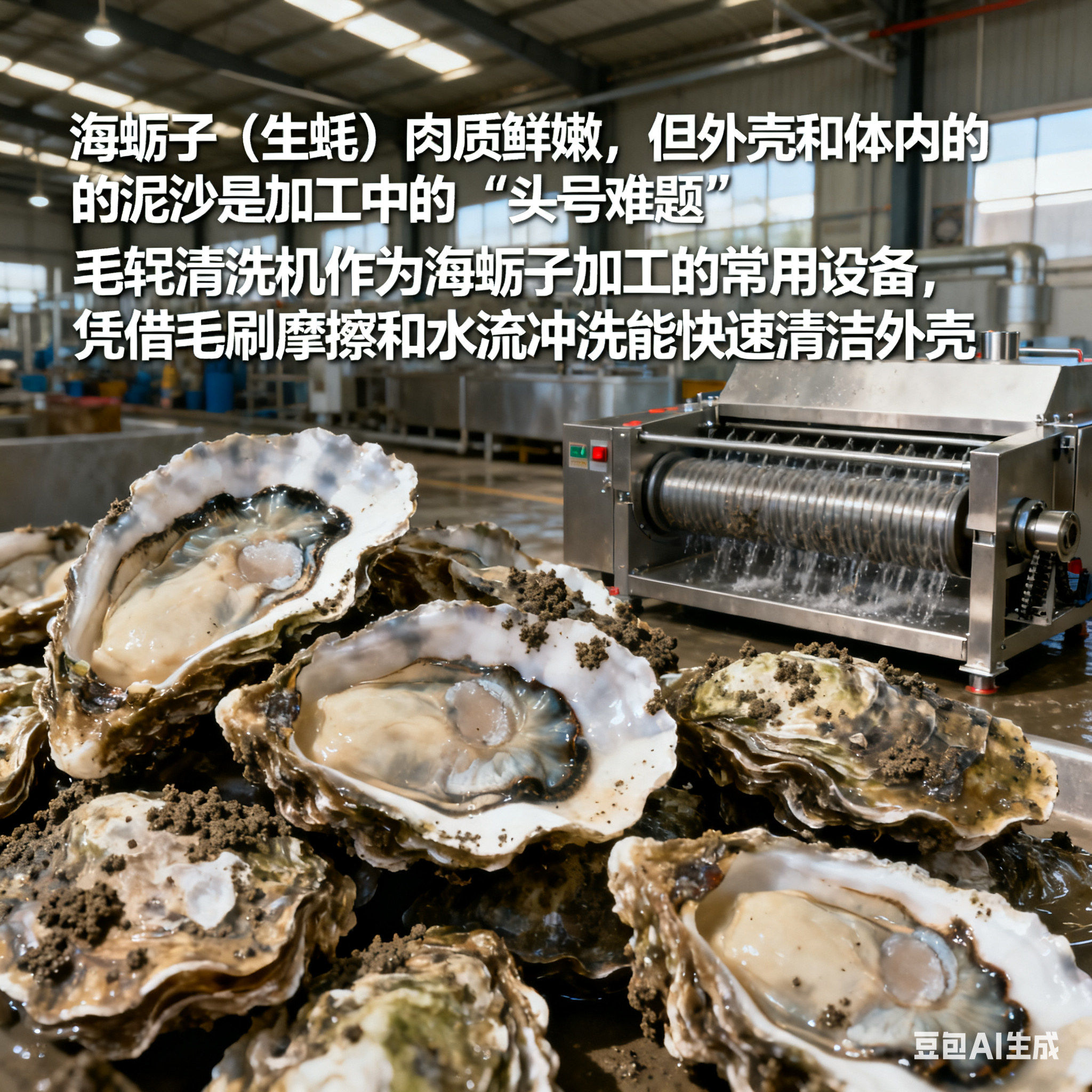 海蛎子毛辊清洗机，能让海蛎子吐沙吗？(1)