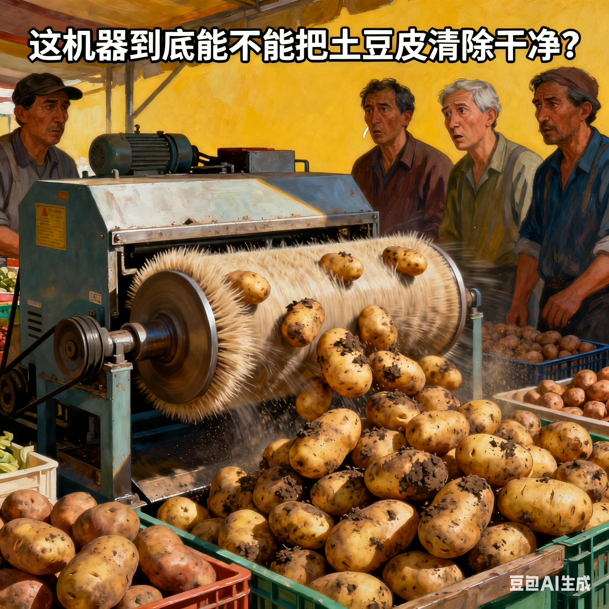 土豆毛辊清洁设备，能把土豆皮清除干净吗？