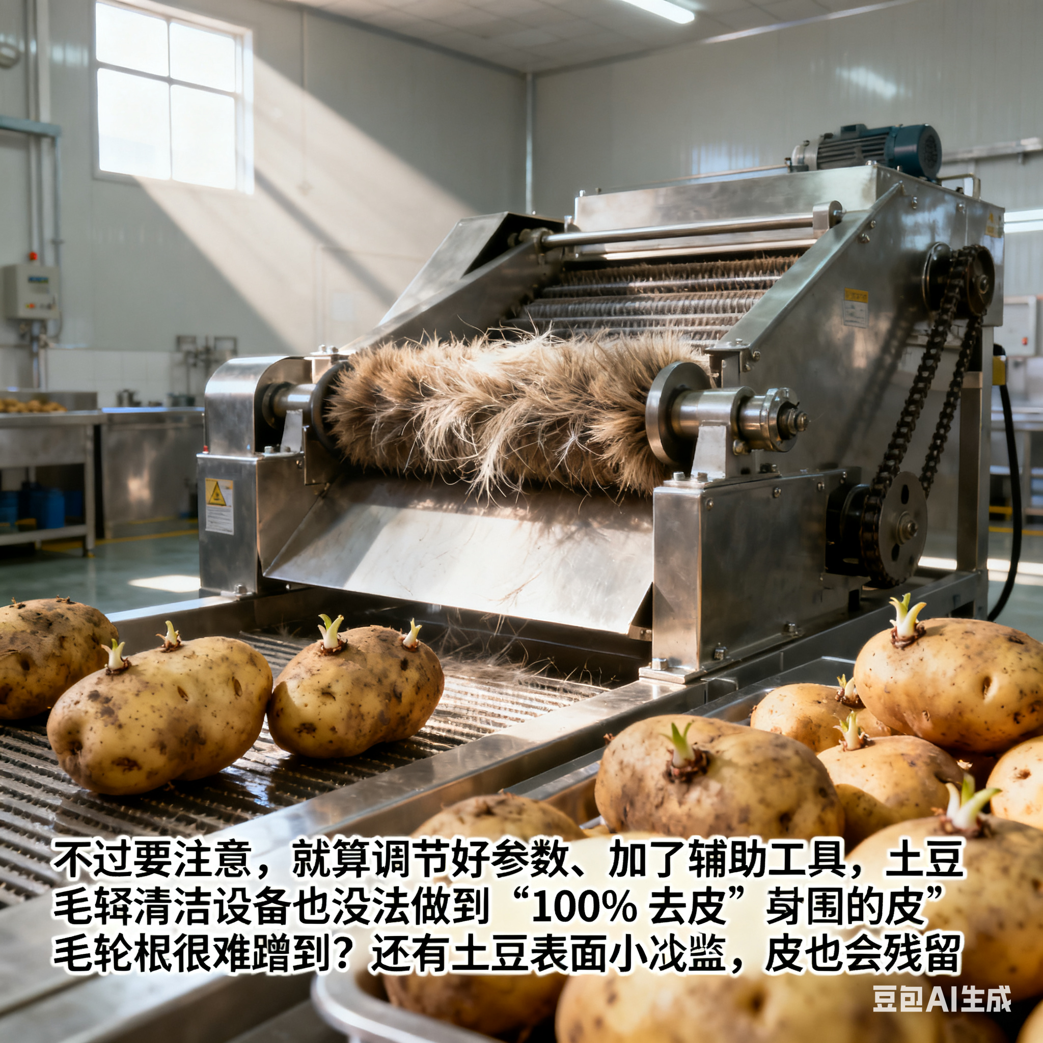 土豆毛辊清洁设备，能把土豆皮清除干净吗？(5)