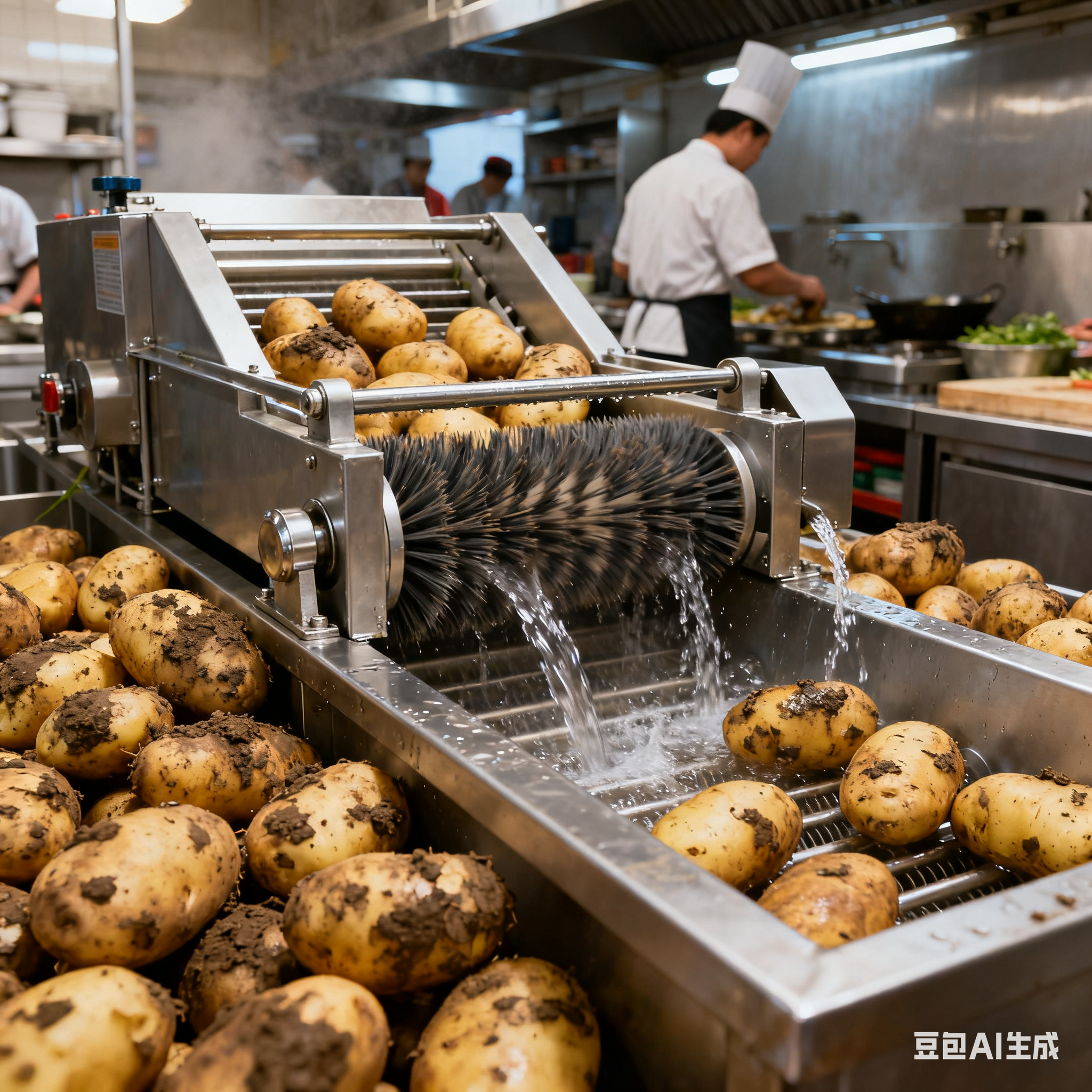 土豆去皮清洗机净菜毛刷设备是高压喷淋吗？(1)