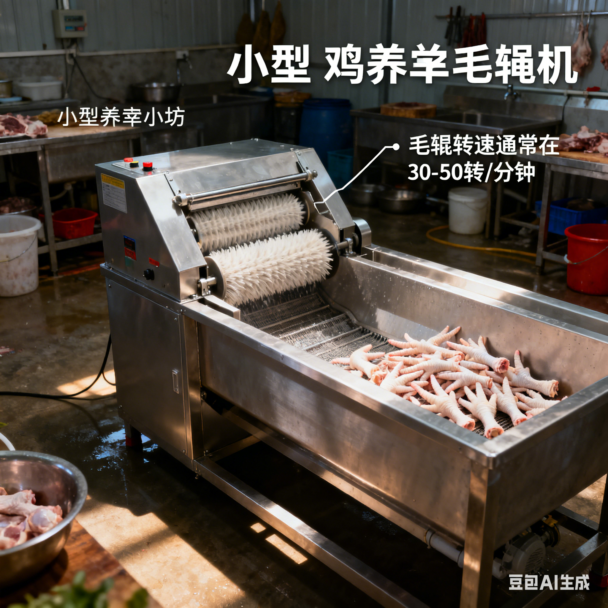 鸡爪子毛辊清洗机 运行速度是多少？(2)
