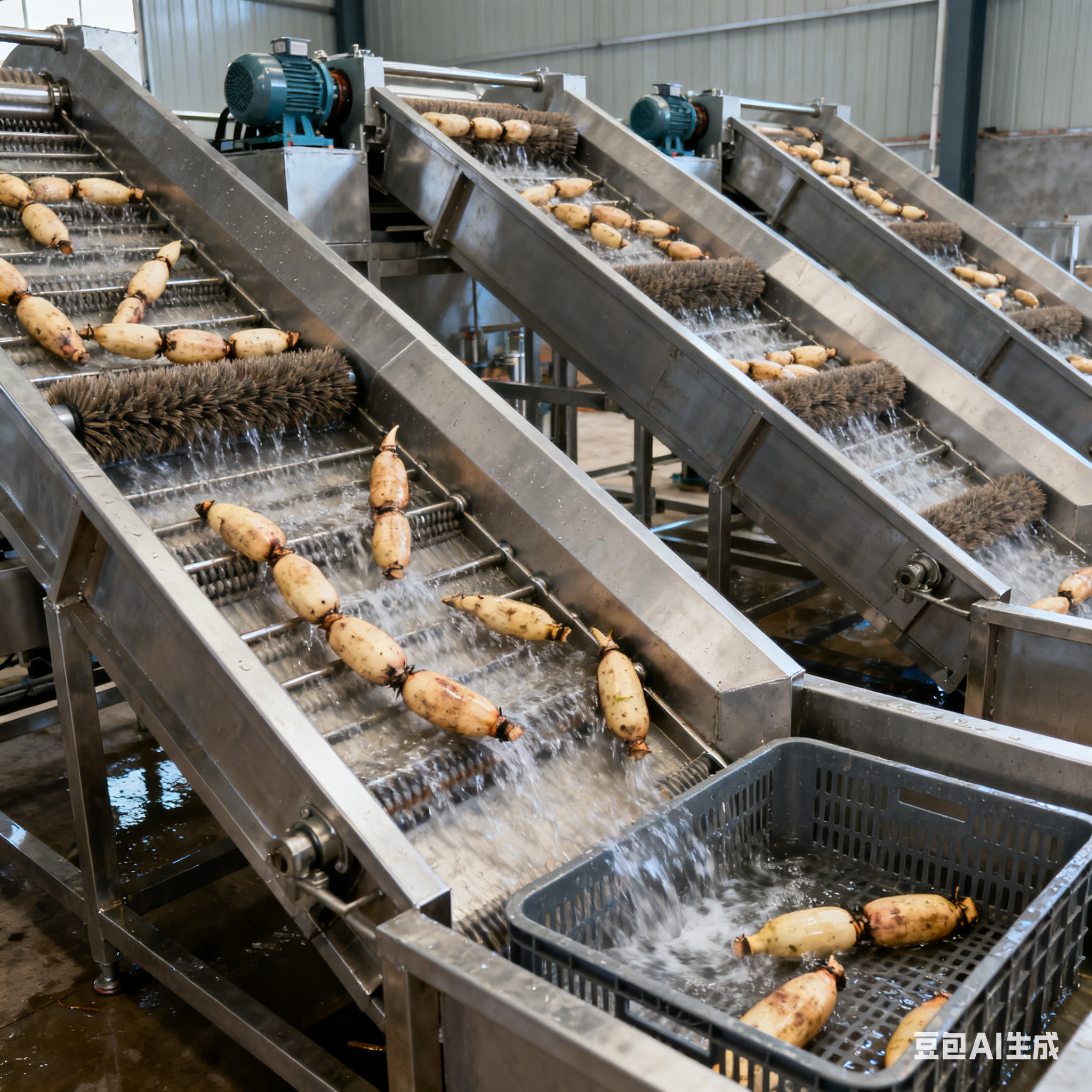 莲藕毛辊清洗机，真能自动出料吗？(2)